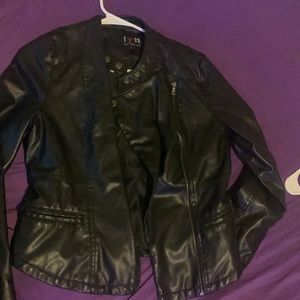 black leather jacket